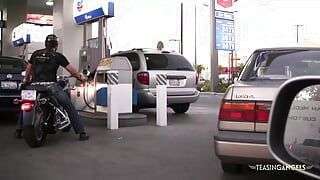 After long hardcore sex the blonde biker girl with tattoos enjoys a sticky facial