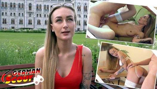 GERMAN SCOUT – Fit slim teen Elena pickup and raw fuck at model job casting