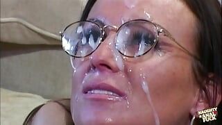 Glamorous babe in boots came to enjoy a gangbang with horny guys