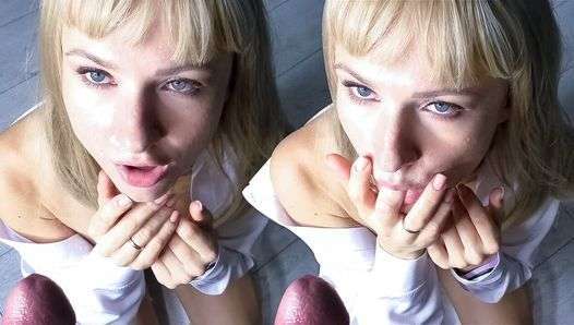 Horny Secretary Passionately Sucks Big Dick and Gets Cum in Mouth POV