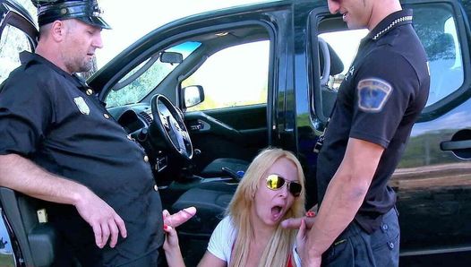 Hot blonde MILF Tamara Dix fucked hard by two police officers