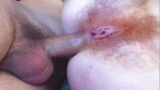 Milf red head lactates gets it in the ass