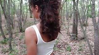 Outdoors in the Forest The Selvaggia Gets Cum And Then Tastes It