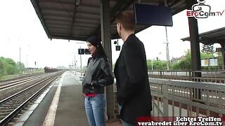 Skinny german slut pick up at train station and fucked