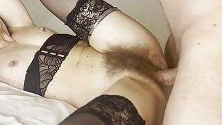 Slim hot hairy mature MILF fucked and fingered