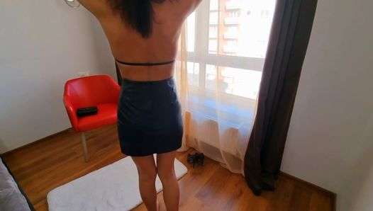 Slut Secretary in Leather Skirt Seduces and gives Boss a Blowjob to get a PROMOTION