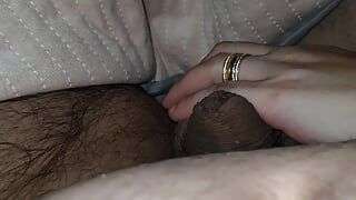 Step mom with wedding ring handjob step son dick