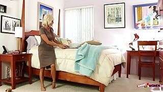 Two old MILFs make a plan for one of them to fuck Carter Cruise raw