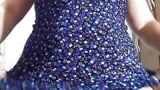 Undressing, blue baby doll and black panties