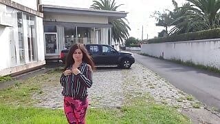 Extreme Girl Is Playing with Her Boobs on Public Street!