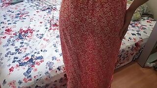 horny wife in dress cumshot