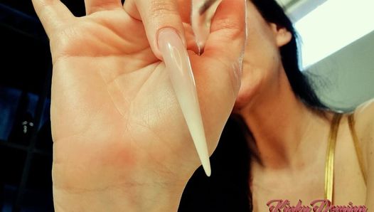 Milky White Stiletto Nails JOI