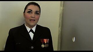 NAVY GIRL MORENA GETS DOUBLE FACIAL AT GLORYHOLE