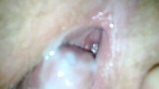 She was on her knees as I came on her pussy from behind