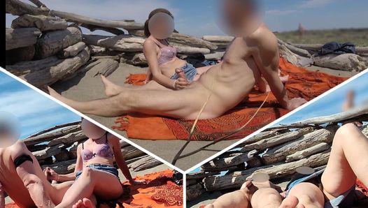 Stranger caught my wife touching cock on a nude beach in public – MissCreamy