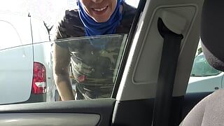 Algerian prostitute with a client in her car in a suburb of Marseille
