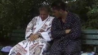 Gorgeous nurse taking two cocks