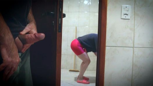 Married cleaning woman sucking her boss’s son’s dick.