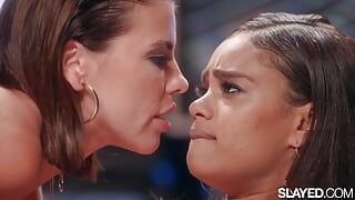 VIXENPLUS Scarlit & Adriana squirt & soak each other fully