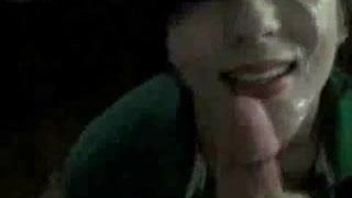 Amateur brunette sucking cock-axs