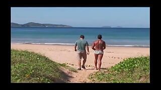 Babalu is a drop dead gorgeous Brazilian, who’s down at the beach taking off her bra and panties,