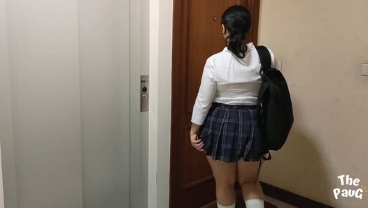 Babe comes to my room to fuck and finish doing her homework