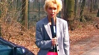 Blonde German Domina has fun with chubby brunette