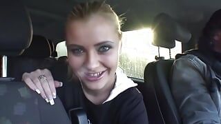 Hardcore bitch fuck in the car and outside