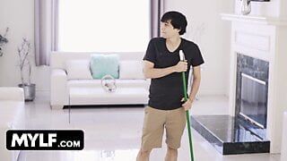 Lucky Stud Helps Horny Big Titted Milf With Some House Work