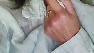 Masturbation in my ex’s linen shirt and pussy squirt