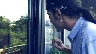 Mature German whore fucked by two dick