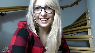 My pussy play on the stairs