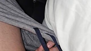 Step mom pulled out step son dick from his pants for handjob