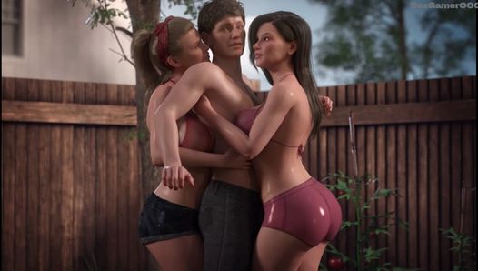 Two young Lady fuck hard threesome