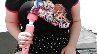 BBW Big natural breast teasing, with toys