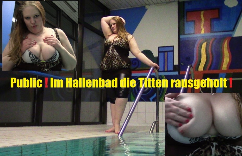 BBW gets her tits out in the swimming pool