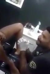 Brazilian bitch puts pierced pussy