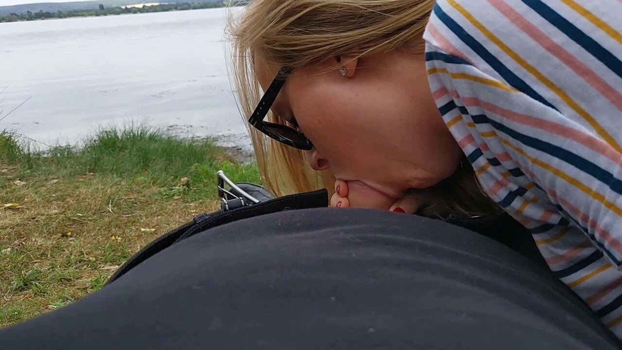 Caught giving a risky public blowjob