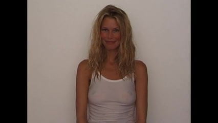 Claudia Schiffer showing nipples in a see-through shirt