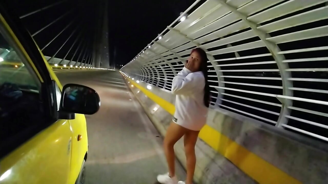 doing nude flashing and walking naked around the streets before fucking outside outdoor in the road