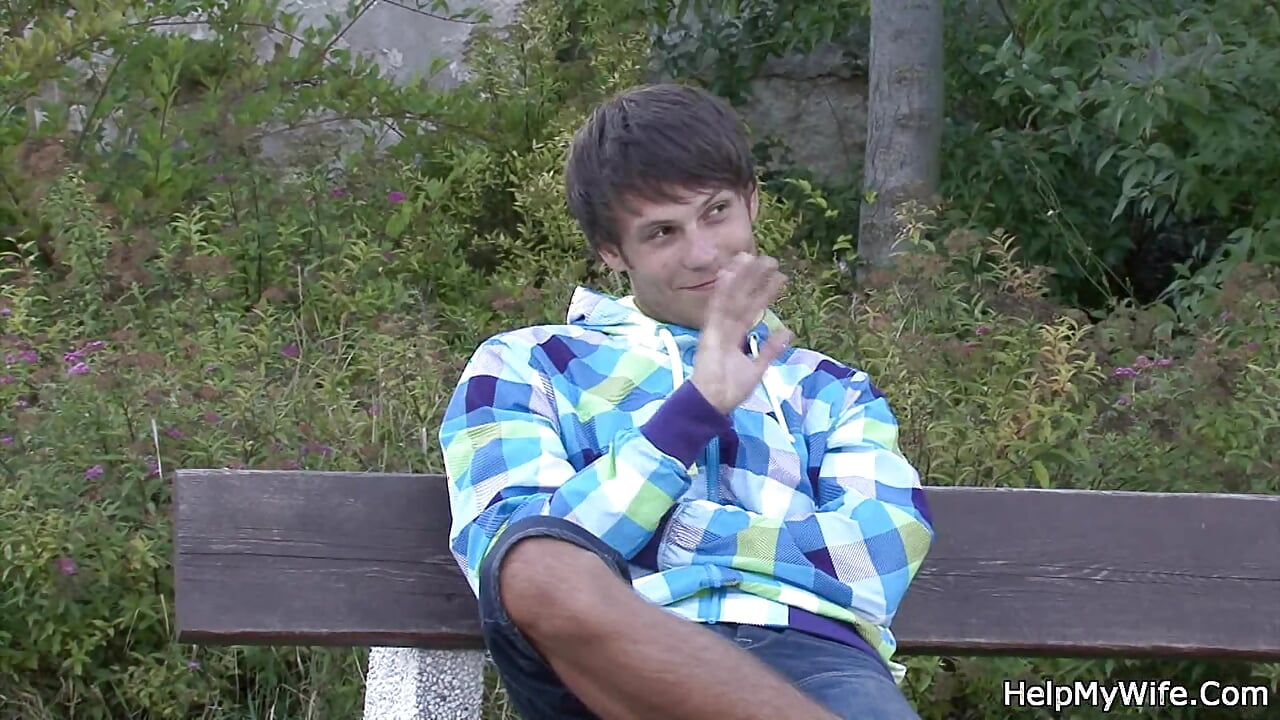 Husband watching stranger drilling his young wife