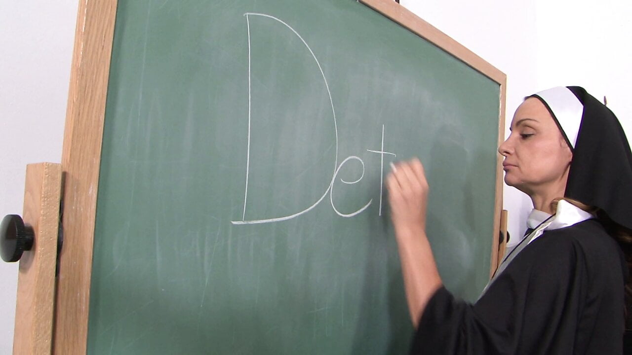 Slut eating nun’s pussy on the table and fingering her cunt