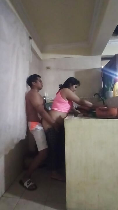 Employee fucked in the kitchen when my wife is distracted