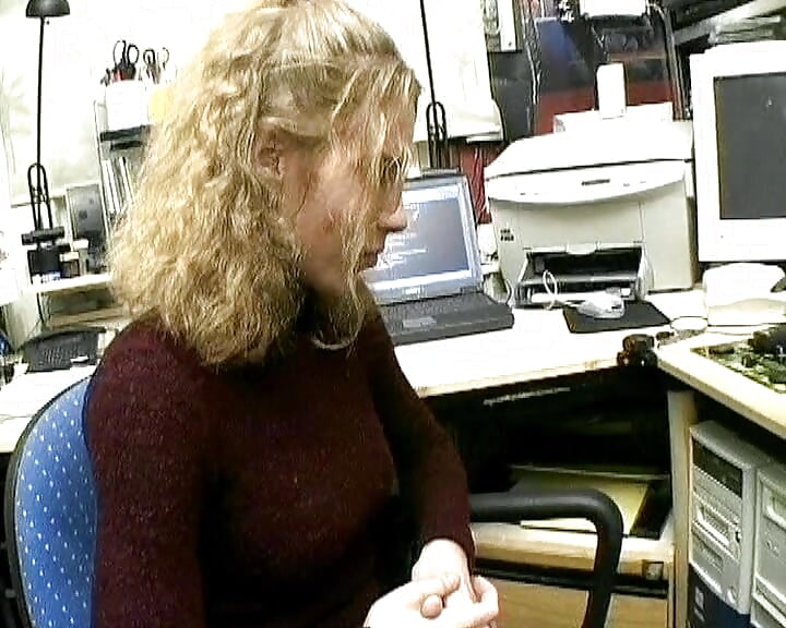 Stunning German secretary gets her pussy fingered in the office